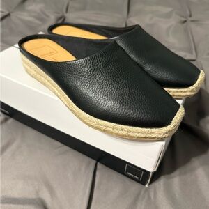 Dolce Vita Black Leather Espadrille Mules